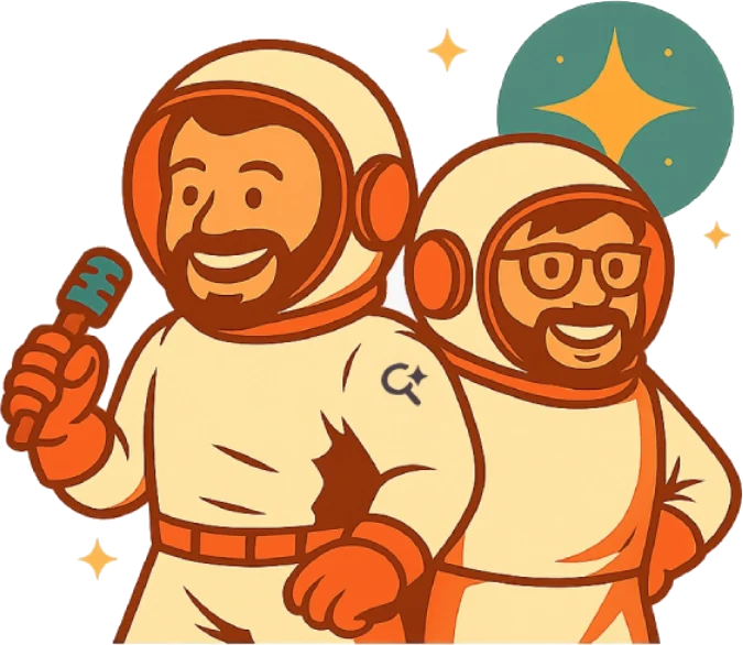 David Carrasco y Arturo Marimón dibujados como astronautas
